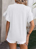 Ruffled Round Neck Short Sleeve Blouse - Trendsi - Flyclothing LLC