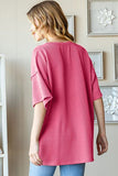 Heimish Full Size Ribbed Half Button Drop Shoulder Top - Trendsi