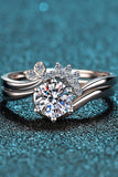 Moissanite Rhodium-Plated Two-Piece Ring Set - Trendsi - Flyclothing LLC