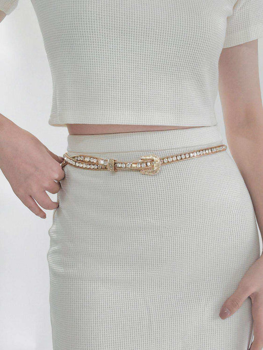 Rhinestone Metal Belt - Trendsi - Flyclothing LLC