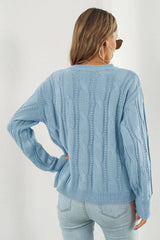 Round Neck Long Sleeve Sweater - Trendsi - Flyclothing LLC