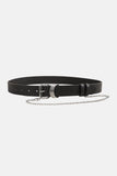 PU Leather Alloy Chain Belt - Trendsi