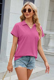 Johnny Collar Short Sleeve Blouse - Trendsi - Flyclothing LLC