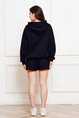 Drop Shoulder Long Sleeve Hoodie and Shorts Set - Trendsi - Flyclothing LLC