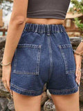 High Waist Denim Shorts with Pockets - Trendsi - Flyclothing LLC