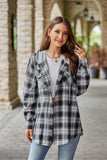 Plaid Long Sleeve Hooded Jacket - Trendsi - Flyclothing LLC