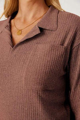 Collared Neck Dropped Shoulder T-Shirt - Trendsi - Flyclothing LLC