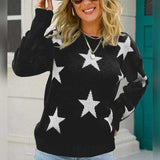 Star Pattern Round Neck Sweater - Trendsi - Flyclothing LLC