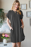Heimish Full Size Ribbed Round Neck Short Sleeve Tee Dress - Trendsi