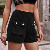 Cuffed Denim Shorts with Pockets - Trendsi - Flyclothing LLC