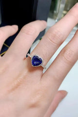 2 Carat Moissanite Heart-Shaped Side Stone Ring - Trendsi - Flyclothing LLC