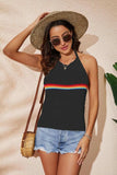 Rainbow Stripe Halter Neck Knit Tank - Trendsi - Flyclothing LLC