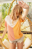 BiBi Round Neck Color Block Short Sleeve T-Shirt - Trendsi - Flyclothing LLC