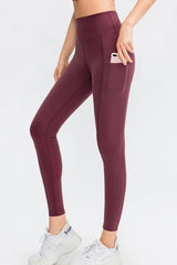Wide Waistband Slim Fit Long Sports Pants with Pocket - Trendsi - Flyclothing LLC