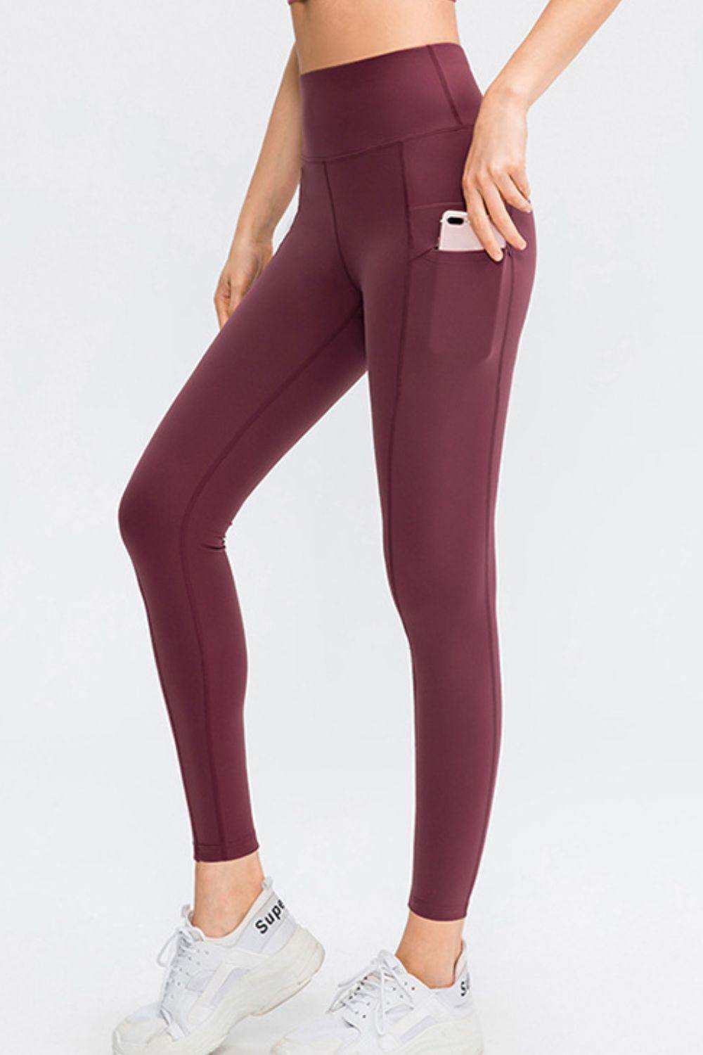 Wide Waistband Slim Fit Long Sports Pants with Pocket - Trendsi - Flyclothing LLC
