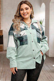 Plus Size Plaid Snap Down Jacket with Pockets - Trendsi - Flyclothing LLC