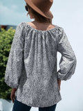 Printed Tie-Neck Balloon Sleeve Blouse - Trendsi - Flyclothing LLC