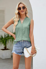 Spliced Lace V-Neck Tank - Flyclothing LLC