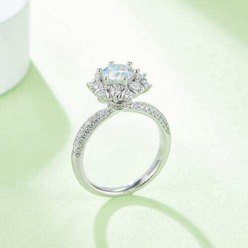 1 Carat Moissanite 925 Sterling Silver Flower Shape Ring - Trendsi - Flyclothing LLC