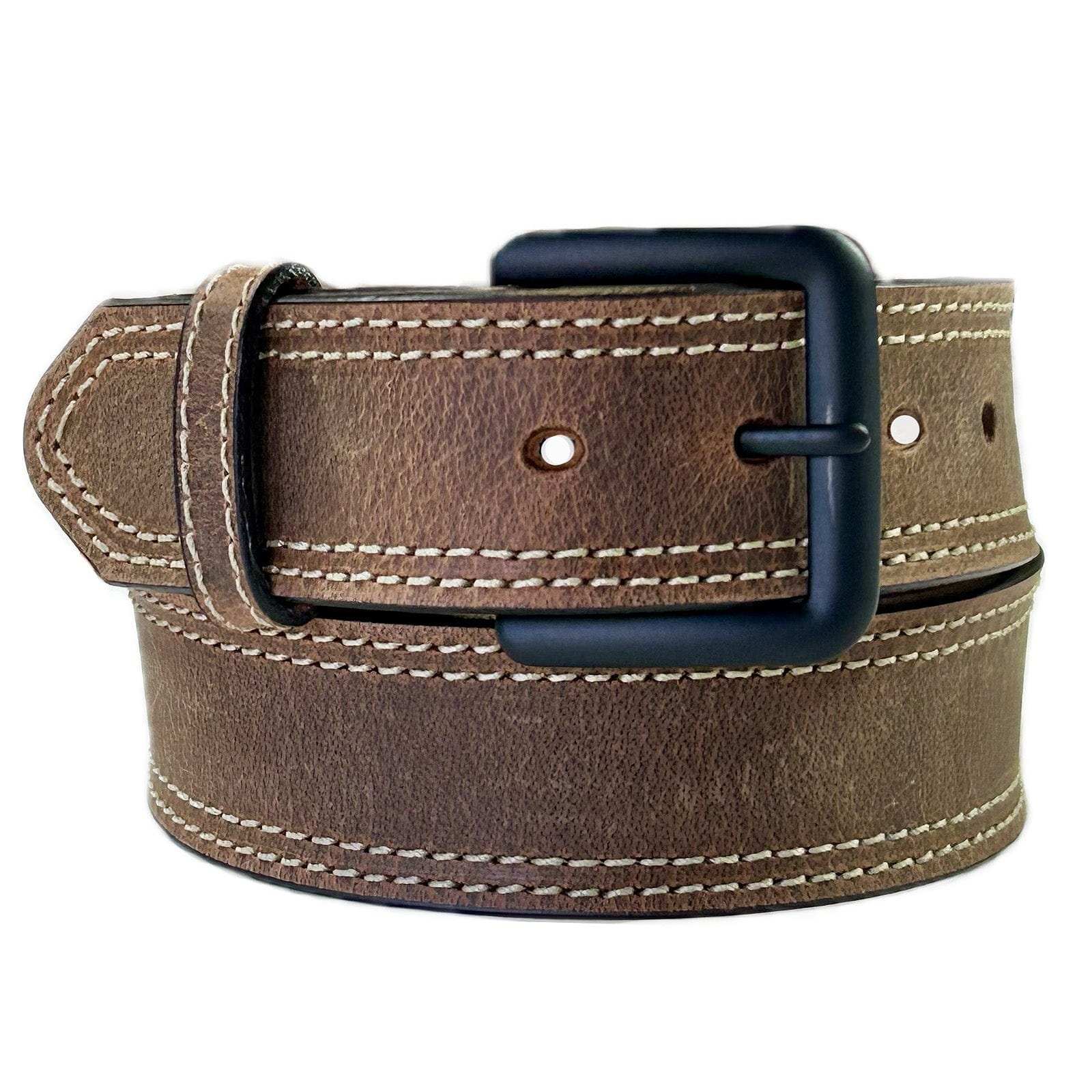 Rockmount Clothing Double Stitch Distressed Brown Leather Western Belt - Rockmount Clothing - Flyclothing LLC