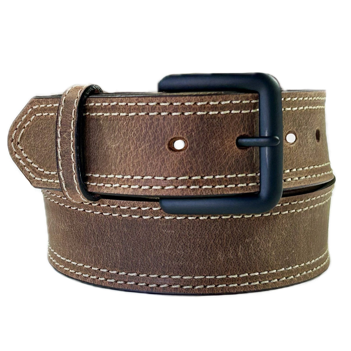 Rockmount Clothing Double Stitch Distressed Brown Leather Western Belt