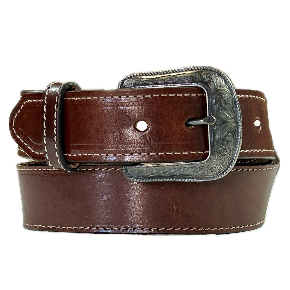 Rockmount Clothing Hand finished Brown Saddle Leather Western Belt with Billets - Rockmount Clothing