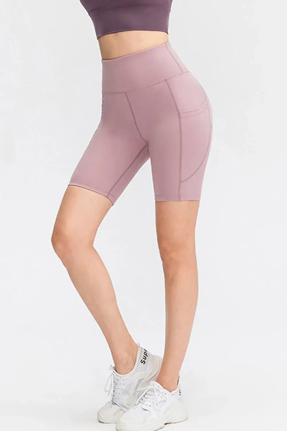 Wide Waistband Sports Shorts with Pockets - Trendsi - Flyclothing LLC