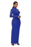 Mock Neck Long Sleeve Maxi Slim Dress - Trendsi - Flyclothing LLC