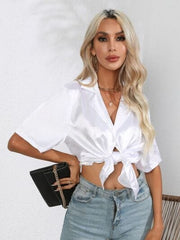 Button Up Collared Neck Shirt - Trendsi