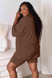 Basic Bae Full Size Soft Rayon Three-Quarter Sleeve Top and Shorts Set - Trendsi - Flyclothing LLC