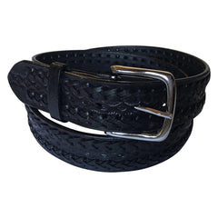 Laced & Tooled Genuine Leather Western Belt (Black or Brown) - Rockmount Clothing