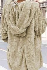 Teddy Hooded Jacket with Pockets - Trendsi - Flyclothing LLC