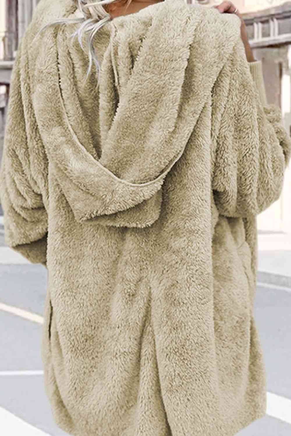Teddy Hooded Jacket with Pockets - Trendsi - Flyclothing LLC