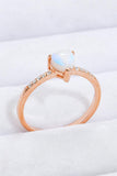 Natural Moonstone Heart 18K Rose Gold-Plated Ring - Trendsi