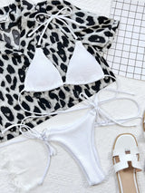 Textured Halter Neck Tie Side Bikini Set - Trendsi - Flyclothing LLC