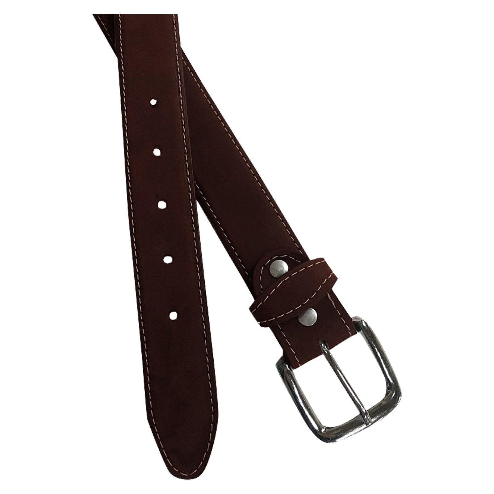 Sanded Nubuck Full Grain Genuine Leather Western Belt in Brown - Rockmount Clothing