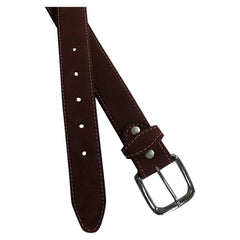 Sanded Nubuck Full Grain Genuine Leather Western Belt in Brown - Rockmount Clothing