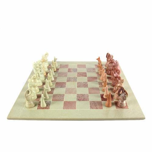 Hand Carved Soapstone Animal Chess Set - 15" Board - Smolart - Smolart