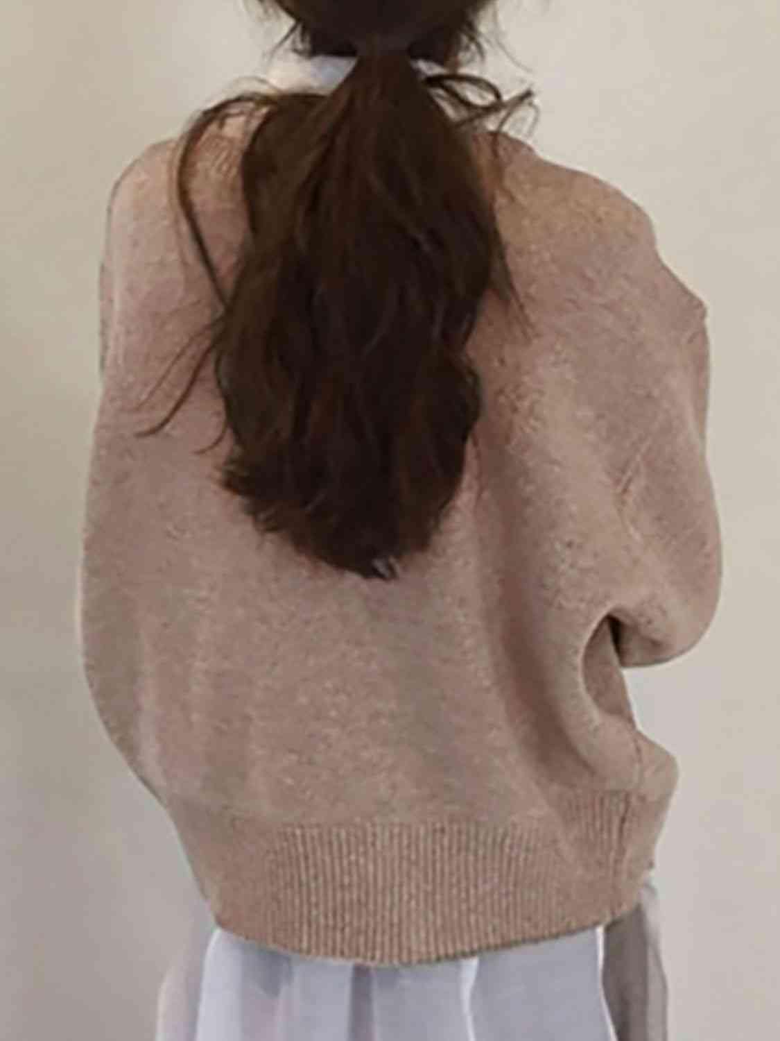 Dropped Shoulder Buttoned Cardigan - Trendsi