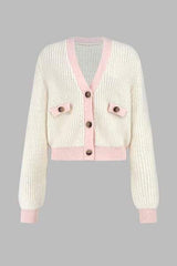 Contrast Trim Button Up Dropped Shoulder Cardigan - Trendsi - Flyclothing LLC