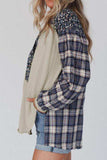 Plaid Notched Neck Slit Blouse - Trendsi - Flyclothing LLC