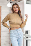 Round Neck Long Sleeve Cropped Sweater - Trendsi - Flyclothing LLC