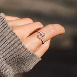 Rose Shape Inlaid Zircon Bypass Ring - Trendsi