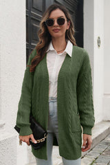 Open Front Longline Cardigan with Pockets - Trendsi