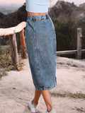 Button Down Denim Skirt - Trendsi - Flyclothing LLC