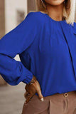 Button Up Round Neck Long Sleeve Shirt - Trendsi - Flyclothing LLC