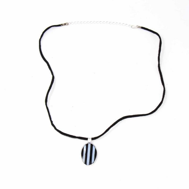 Pendant, Alabalone and Black Stripe - Artisana