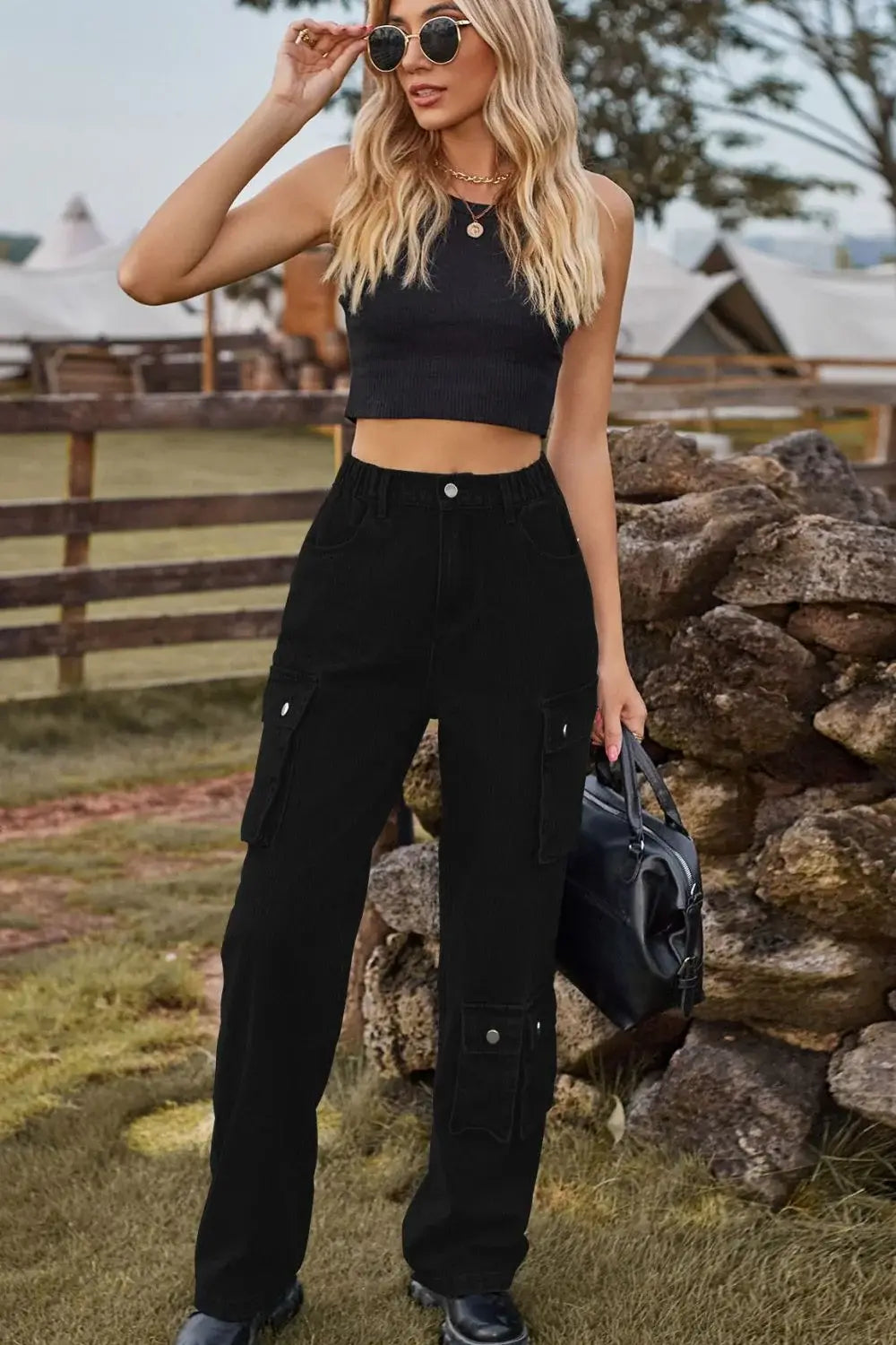 Loose Fit Long Jeans with Pockets - Trendsi - Flyclothing LLC