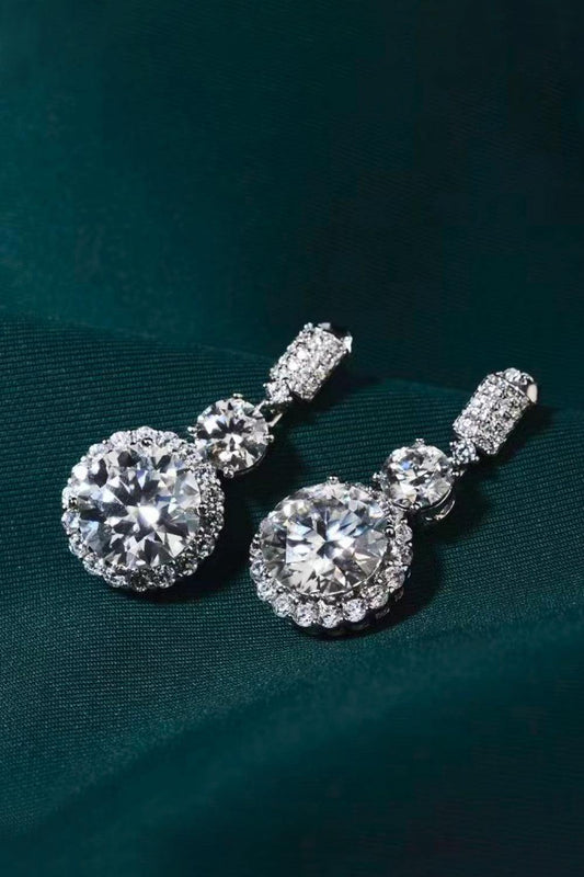 12 Carat Moissanite Platinum-Plated Drop Earrings - Trendsi