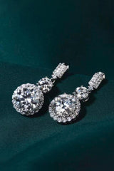 12 Carat Moissanite Platinum-Plated Drop Earrings - Trendsi